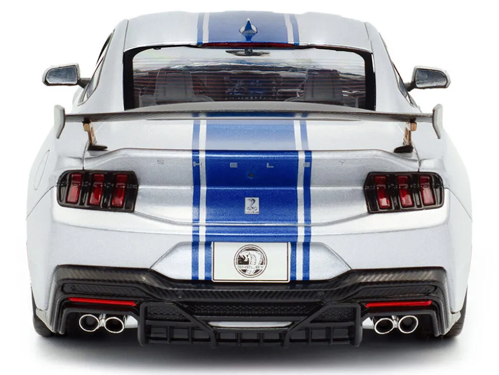 2024 Ford Shelby Mustang Super Snake Gray Metallic with Blue Stripes 1/18 Diecast Model Car by Solido