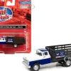 1960 Ford Stake Bed Truck Chevron Blue White 1/87 HO Scale Model Car Classic Metal Works 30641