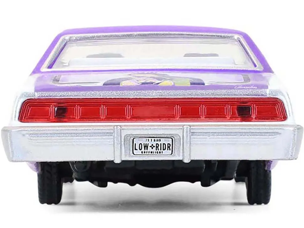 1973 Ford Thunderbird Lowrider "Michael Heralda Special Edition" Purple Metallic with Graphics and White Interior "Hobby Exclusive" Series 1/64 Diecast Model Car by Greenlight