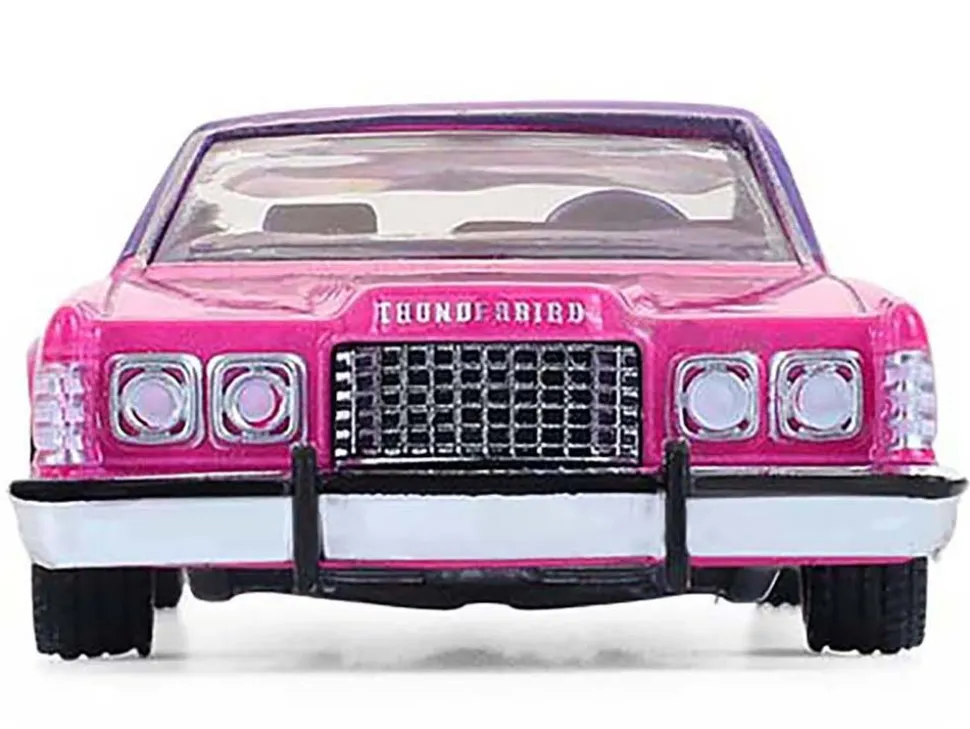 1975 Ford Thunderbird Lowrider Pink Metallic with Purple Top and Graphics with Purple Interior "California Lowriders" Series 7 1/64 Diecast Model Car by Greenlight