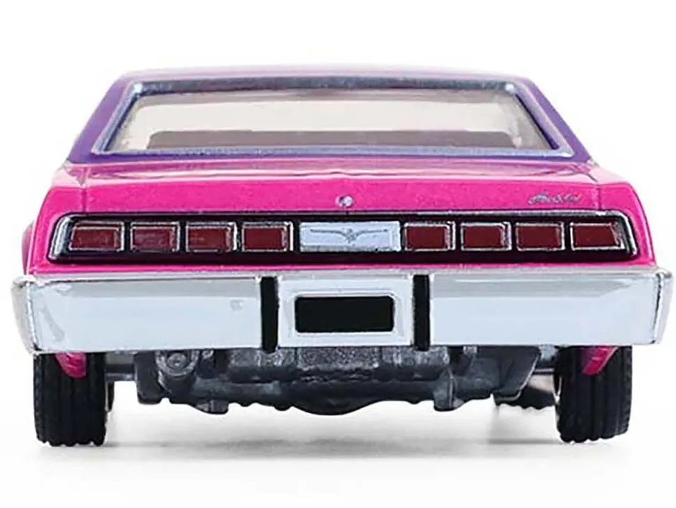 1975 Ford Thunderbird Lowrider Pink Metallic with Purple Top and Graphics with Purple Interior "California Lowriders" Series 7 1/64 Diecast Model Car by Greenlight