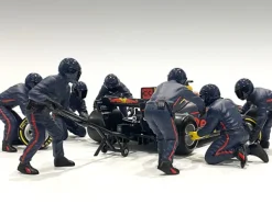 Formula One F1 Pit Crew 7 Figurine Set Team Blue Release II 1/18 Scale Models American Diorama 76555