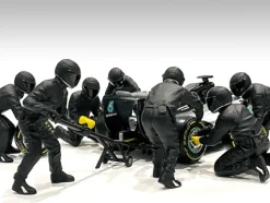 Formula One F1 Pit Crew 7 Figurine Set Team Black Release II 1/43 Scale Models American Diorama 38386