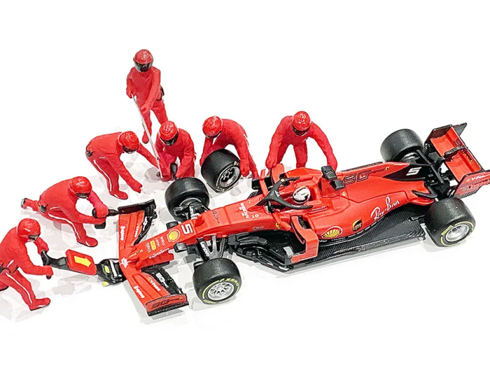 Formula One F1 Pit Crew 7 Figurine Set Team Red 1/43 Scale Models American Diorama 38382