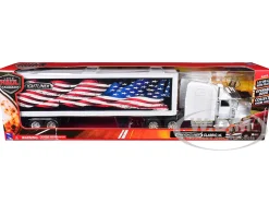 Freightliner Classic XL Truck White with Dry Van Trailer White with Patriotic Graphic 