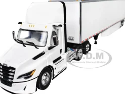 Freightliner Fifth Generation Cascadia Day Cab and 53' Utility Trailer with Skirts White 1/64 Diecast Model by DCP/First Gear