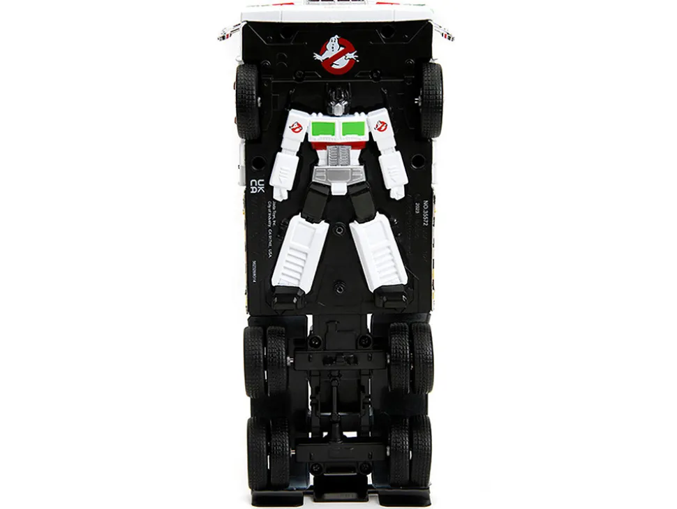 G1 Autobot Optimus Prime Truck White with Robot on Chassis from Transformers TV Series Ghostbusters 1984 Movie Crossover Hollywood Rides Series 1/24 Diecast Model Jada 35572