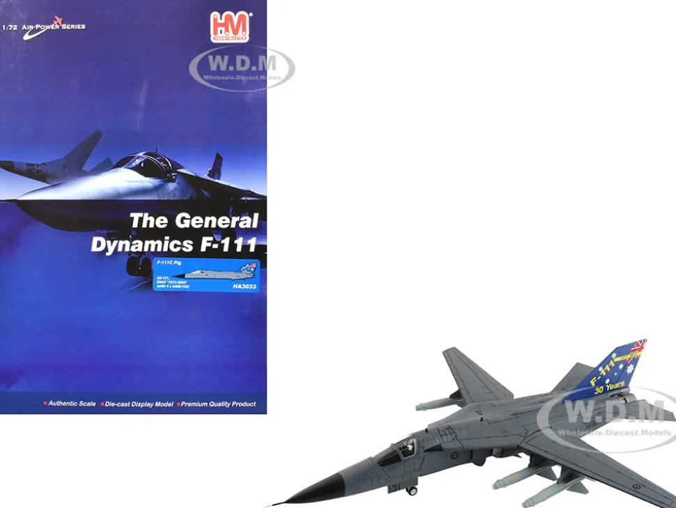 General Dynamics F-111C Pig Aircraft "A8-131, F-111 Operations 30th Anniversary" (2003) Royal Australian Air Force "Air Power Series" 1/72 Diecast Model by Hobby Master