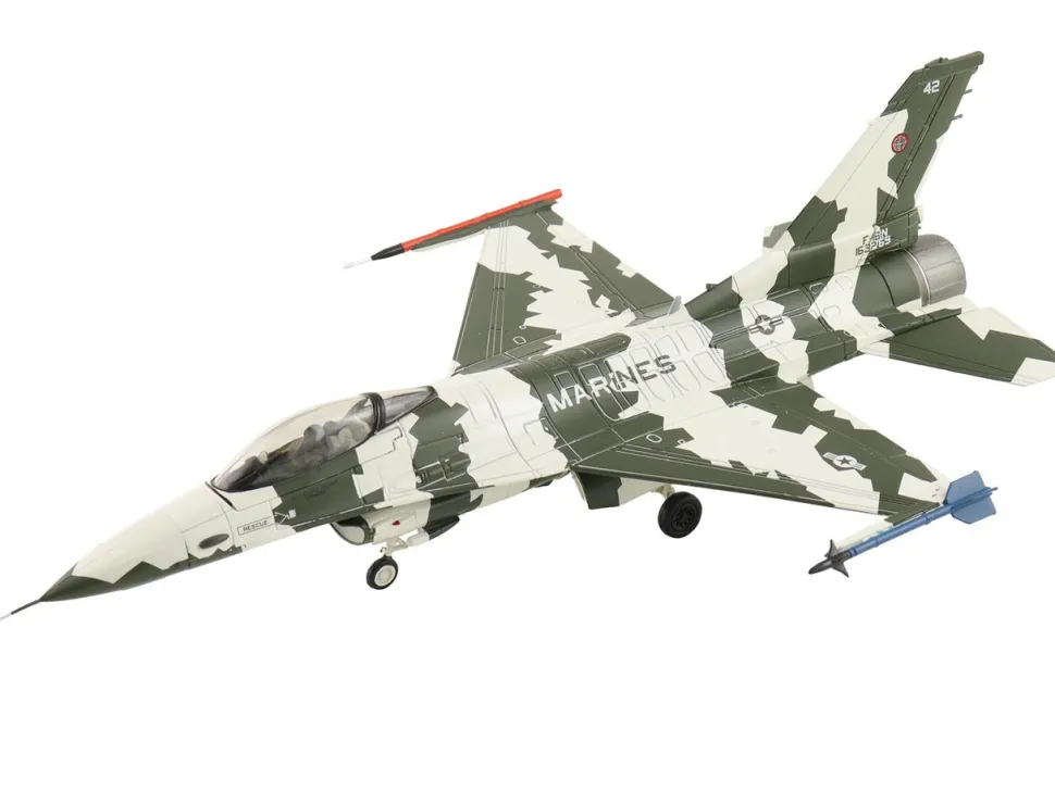 General Dynamics F-16N Fighting Falcon Fighter Aircraft "163269, U.S. Navy Fighter Weapons School" (1990s) United States Marine Corps "Air Power Series" 1/72 Diecast Model by Hobby Master