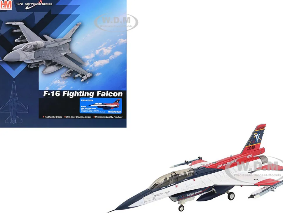 General Dynamics X-62A VISTA Aircraft with Missiles "86-0048, USAF Test Pilot School, Edwards Air Force Base" (2024) United States Air Force "Air Power Series" 1/72 Diecast Model by Hobby Master