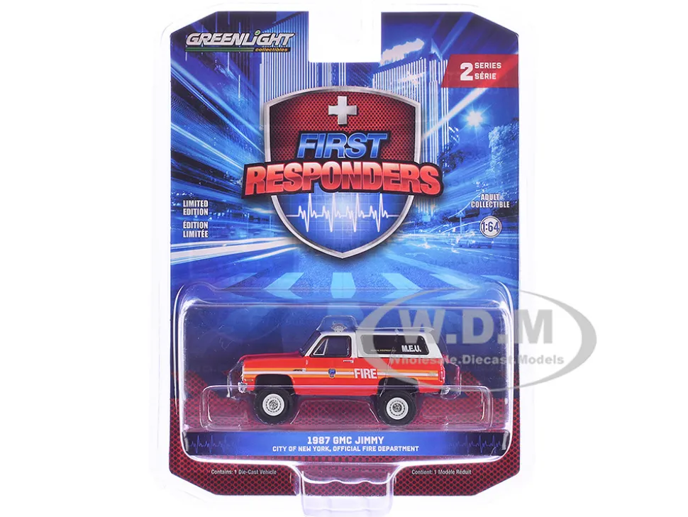 1987 GMC Jimmy "FDNY (The Official Fire Department City of New York) M.E.U. (Medical Equipment Unit)" Red and White "First Responders" Series 2 1/64 Diecast Model Car by Greenlight