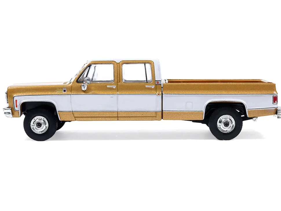 1975 GMC Sierra Classic K2500 Pickup Truck Yuba Gold Metallic and White 1/64 Diecast Model Car by IXO Models