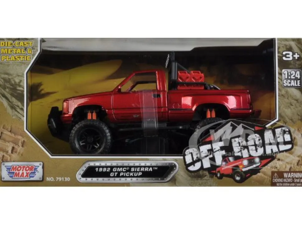 1992 GMC Sierra GT Pickup Truck Off Road Red 1/24 Diecast Model Motormax 79136
