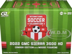 2022 GMC Sierra 3500 HD Pickup Truck Dark Red with Canadian Soccer Graphics with Moose Figure