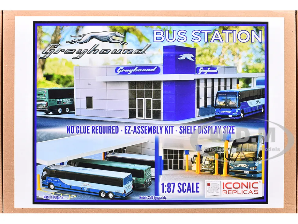 Greyhound Bus Station Diorama EZ Assembly Kit 1/87 (HO) Model by Iconic Replicas
