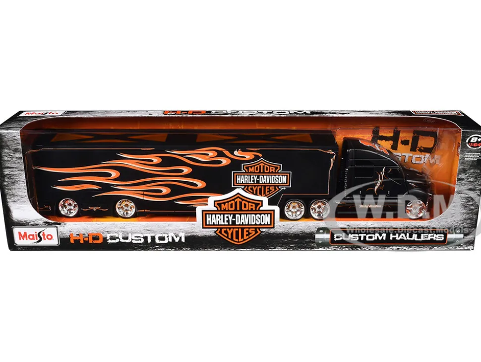 Harley Davidson Custom Hauler Trailer Black 1/64 Diecast Model Maisto 11516