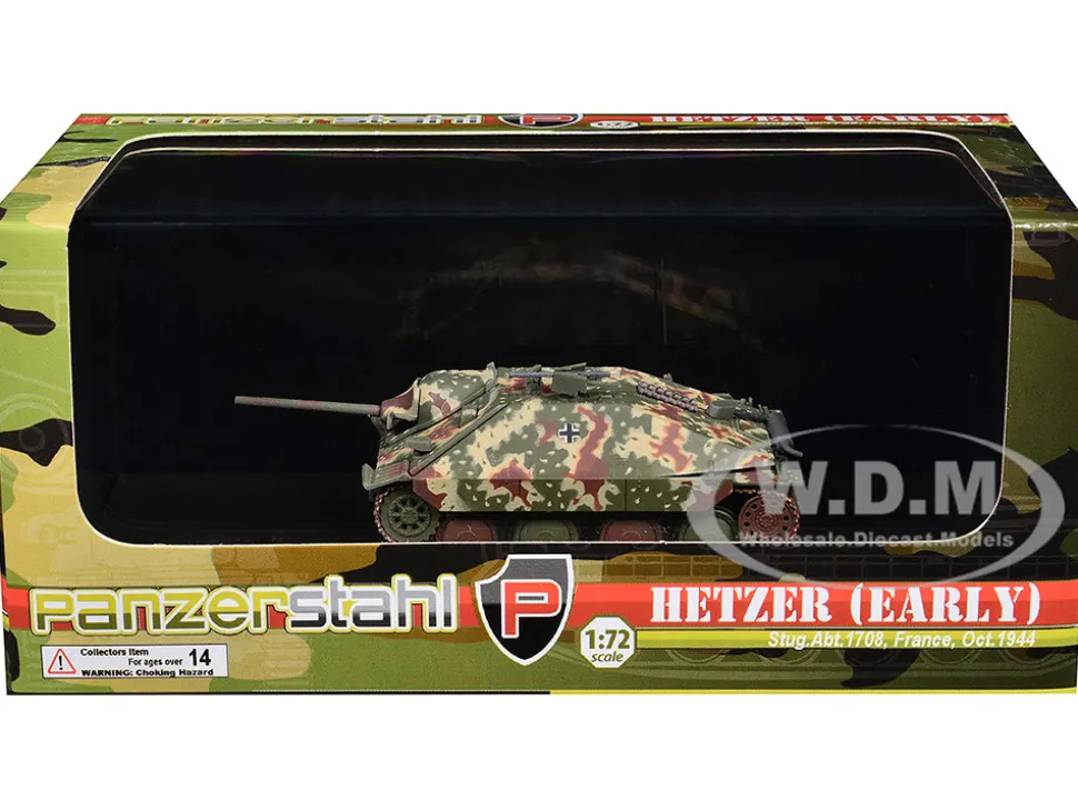 Hetzer (Early) Tank Destroyer "StuG.Abt 1708, France" (1944) German Army 1/72 Diecast Model by Panzerstahl