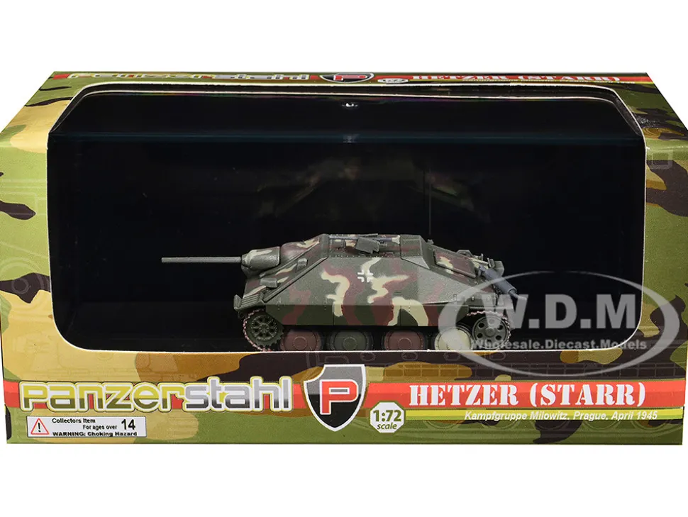 Hetzer (Starr) Tank Destroyer "Kampfgruppe Milowitz, Prague" (1945) German Army 1/72 Diecast Model by Panzerstahl