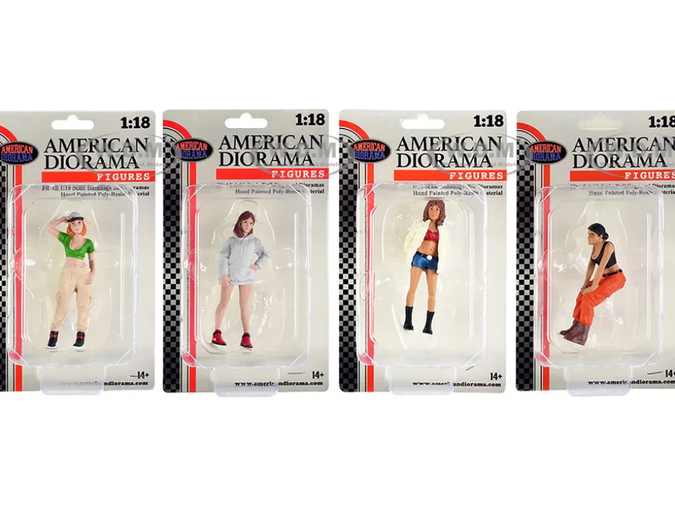 Hip Hop Girls 4 Piece Figure Set for 1/18 Scale Models American Diorama 18101-18102-18103-18104