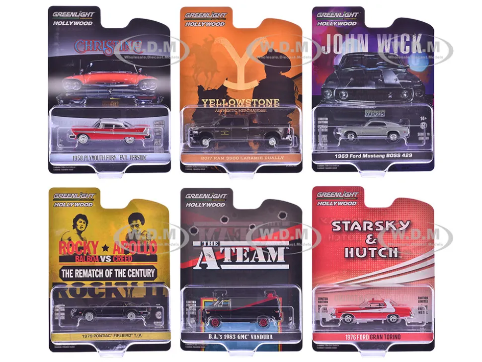 Hollywood Greatest Hits (2024) Set of 6 pieces 1/64 Diecast Model Cars by Greenlight