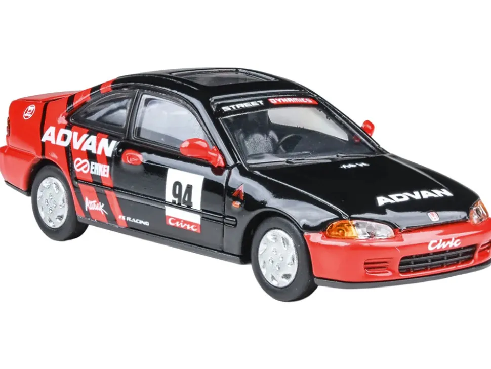 1995 Honda Civic Coupe EJ1 #94 "Autocross - ADVAN" Black and Red 1/64 Diecast Model Car by Paragon Models