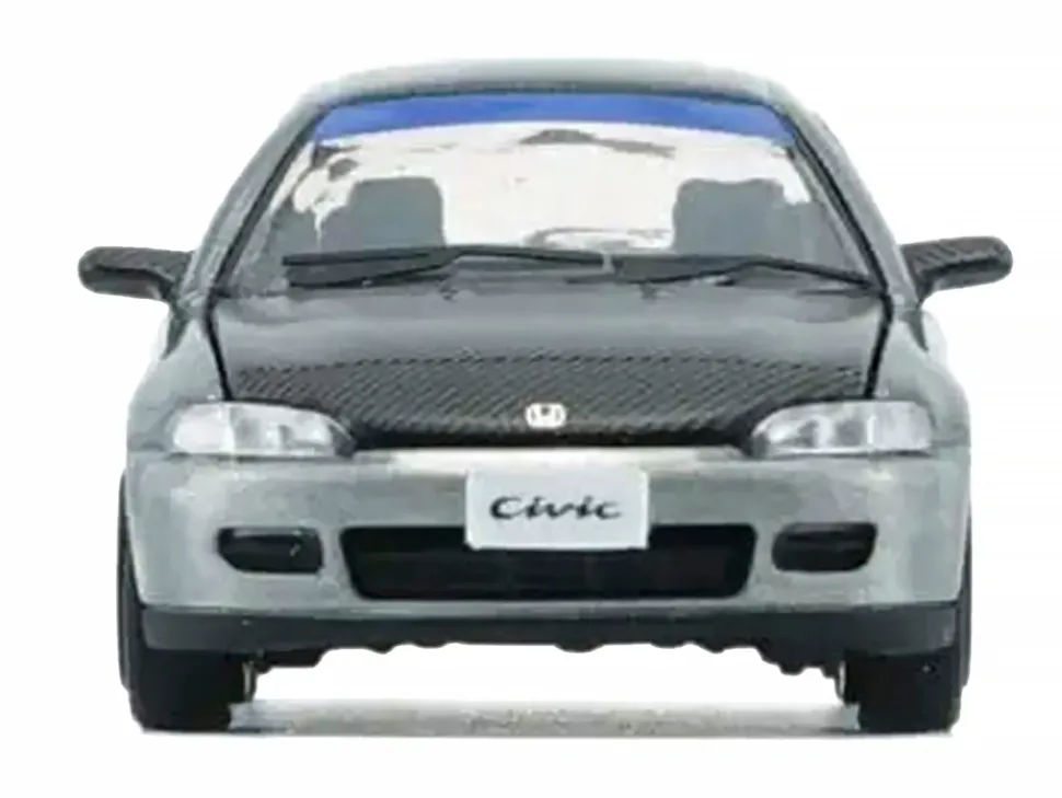 Honda Civic EG6 RHD (Right Hand Drive) Raw Metal with Carbon Hood with Alternates 1/64 Diecast Model Car by BM Creations