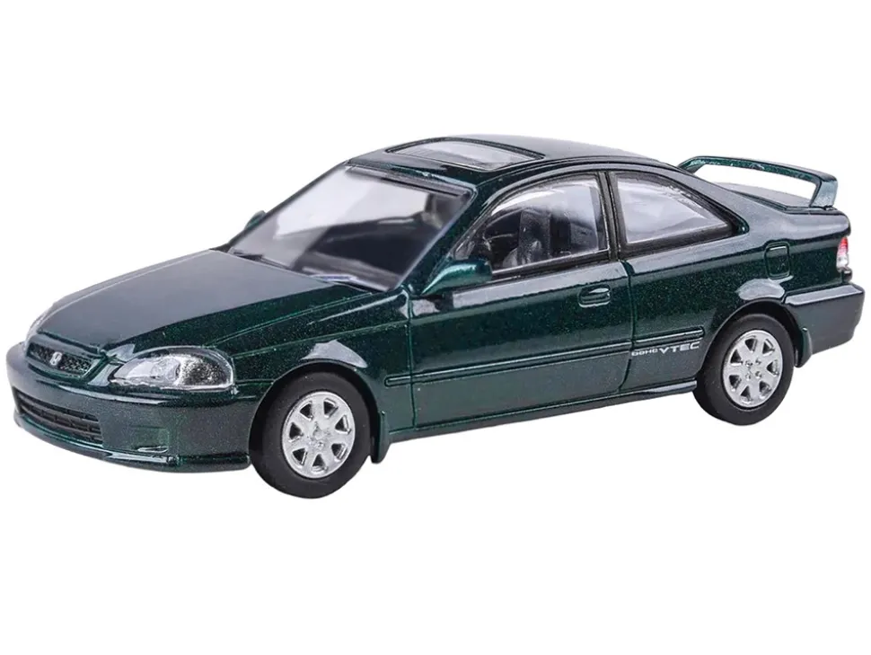 1999 Honda Civic Si EM1 Clover Green Pearl Metallic with Sunroof 1/64 Diecast Model Car by Paragon Models