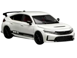 Honda Civic Type R (FL5) RHD (Right Hand Drive) "HKS" White with Black Stripes 1/64 Diecast Model Car by MotorHelix