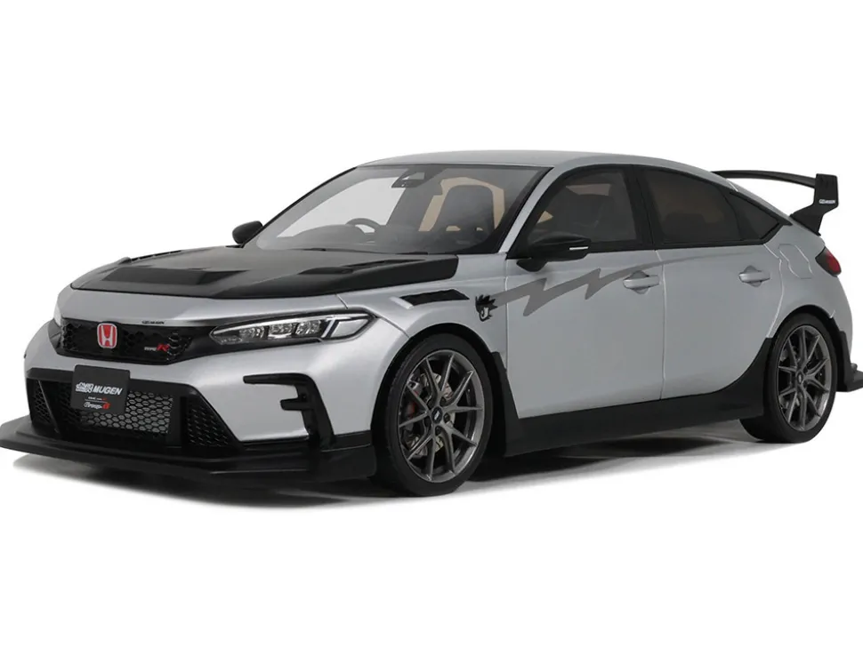2024 Honda Civic Type R Mugen Group B RHD (Right Hand Drive) Matt Silver Metallic with Black Hood Limited Edition to 999 pieces Worldwide 1/18 Model Car by Otto Mobile