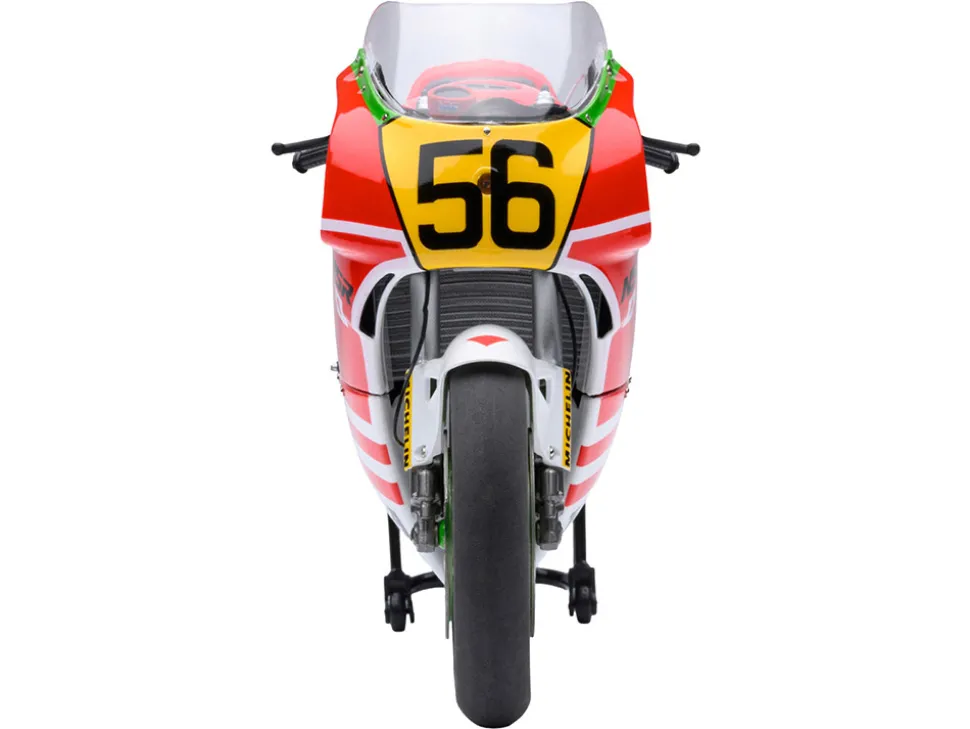 Honda NSR500 WGP500 Motorcycle #56 Red and White with Helmet "Baribari Legend" (1986) OVA 1/12 Model by Autoart