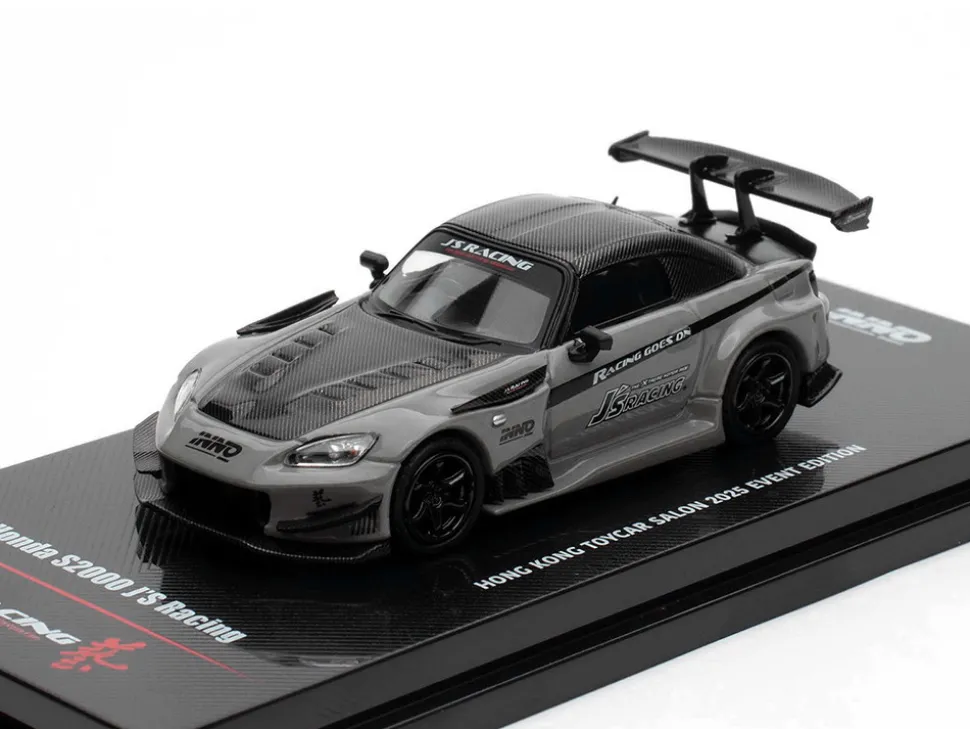 Honda S2000 RHD (Right Hand Drive) "J's Racing" Gray with Carbon Hood and Top "Hong Kong Toycar Salon 2025 Event Edition" 1/64 Diecast Model Car by Inno Models