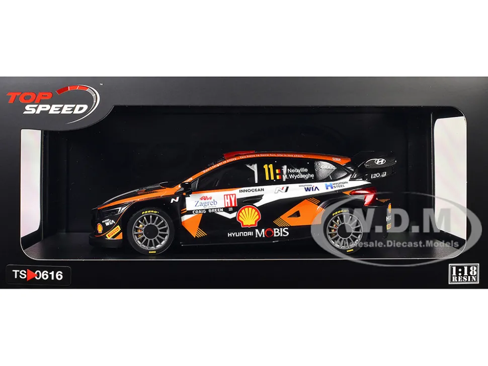 Hyundai i20 N Rally1 Hybrid #11 Thierry Neuville - Martijn Wydaeghe "Hyundai Shell Mobis WRT" Winner "Rally Croatia Power Stage" (2023) 1/18 Model Car by Top Speed