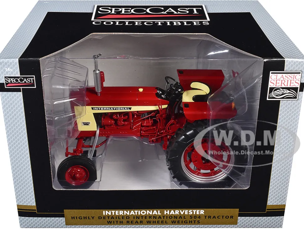 International Harvester 504 Tractor with Rear Wheel Weights Red "Classic Series" 1/16 Diecast Model by SpecCast