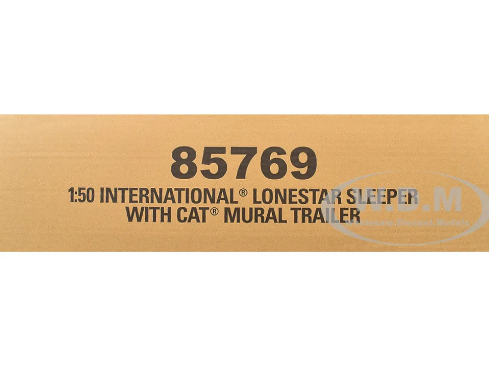 International Lonestar Truck with Sleeper Silver Metallic with "CAT Caterpillar" Mural Trailer "Transport Series" 1/50 Diecast Model by Diecast Masters