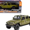 2021 Jeep Gladiator Overland Open Top Pickup Truck Matt Green 1/24 1/27 Diecast Model Car Motormax 79367