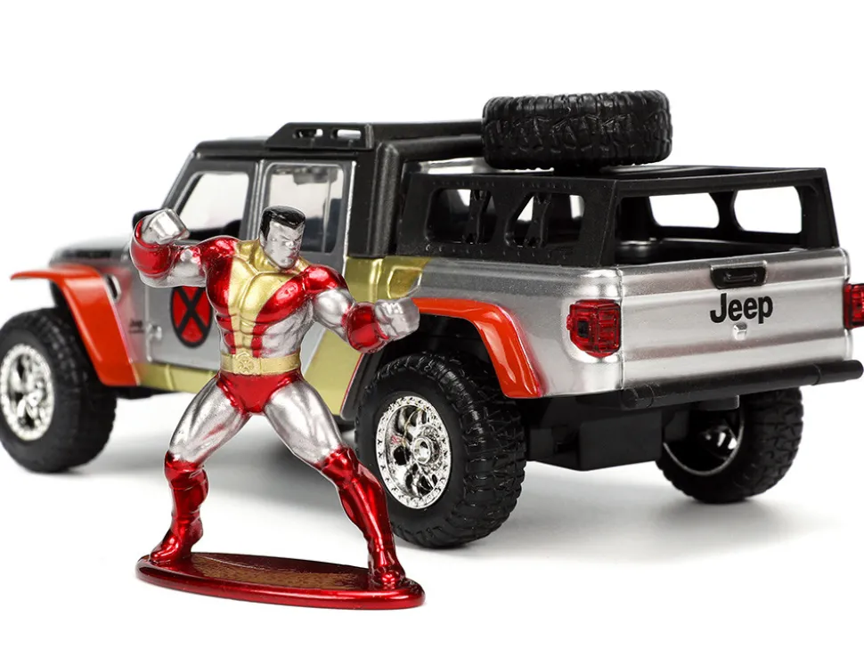 2020 Jeep Gladiator Pickup Truck Silver Colossus Diecast Figurine X-Men Marvel Hollywood Rides Series 1/32 Diecast Model Car Jada 33363