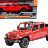 2021 Jeep Gladiator Rubicon Open Top Pickup Truck Red 1/24 1/27 Diecast Model Car Motormax 79370
