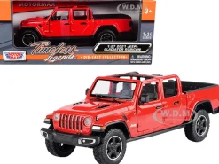 2021 Jeep Gladiator Rubicon Open Top Pickup Truck Red 1/24 1/27 Diecast Model Car Motormax 79370