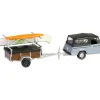 1968 Jeep Jeepster Commando SC-1 Gray with Black Stripes and Top with Canoe Trailer, Canoe Rack, Canoe and Kayak "Hitch & Tow" Series 32 1/64 Diecast Model Cars by Greenlight
