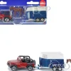 Jeep Red with Horse Trailer Blue and Horse Accessory Diecast Model Siku 1651