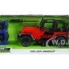1992 Jeep Wrangler DV8 Off-Road Red Matt Black Stripes Extra Wheels Just Trucks Series 1/24 Diecast Model Car Jada 33851