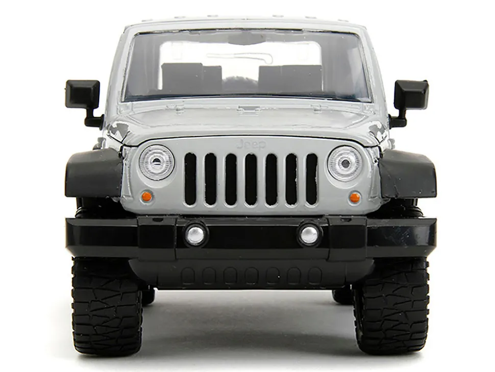 2007 Jeep Wrangler Gray and Black with Blue and White Stripes with Extra Wheels Just Trucks Series 1/24 Diecast Model Car Jada 34194