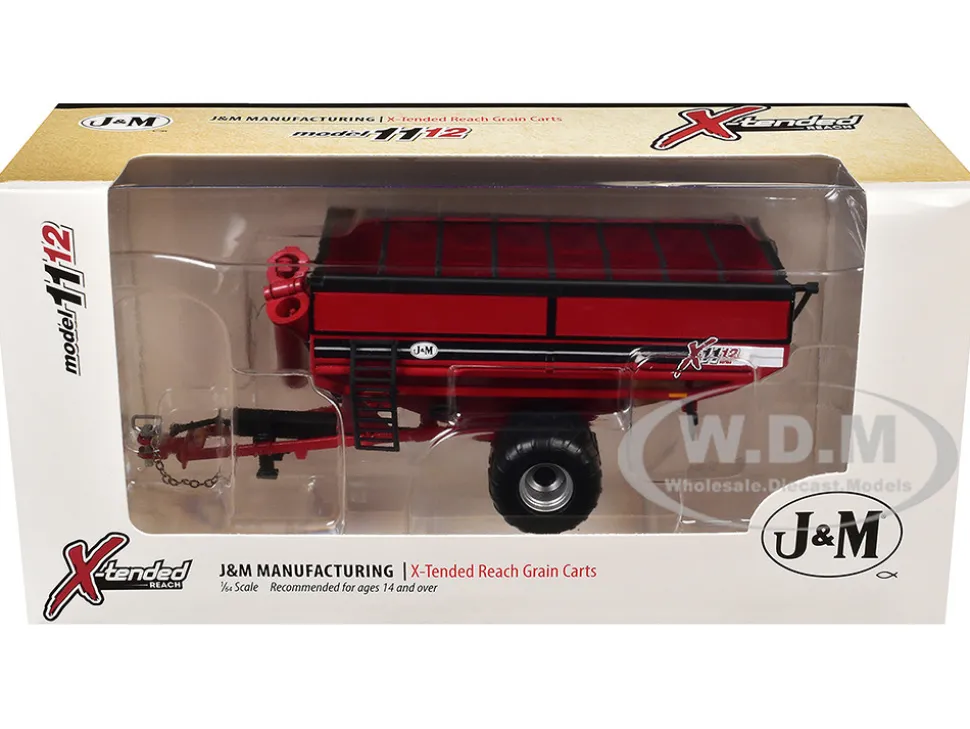 J&M 1112 X-Tended Reach Grain Cart with Wheels Red 1/64 Diecast Model by SpecCast