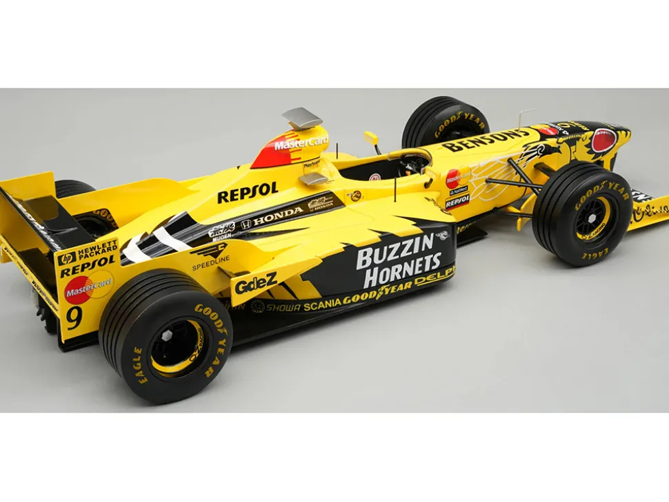 Jordan 198 #9 Damon Hill "Benson & Hedges Jordan-Honda" Winner Formula One F1 "Belgian GP" (1998) with Display Case "Mythos Series" Limited Edition to 60 pieces Worldwide 1/18 Model Car by Tecnomodel