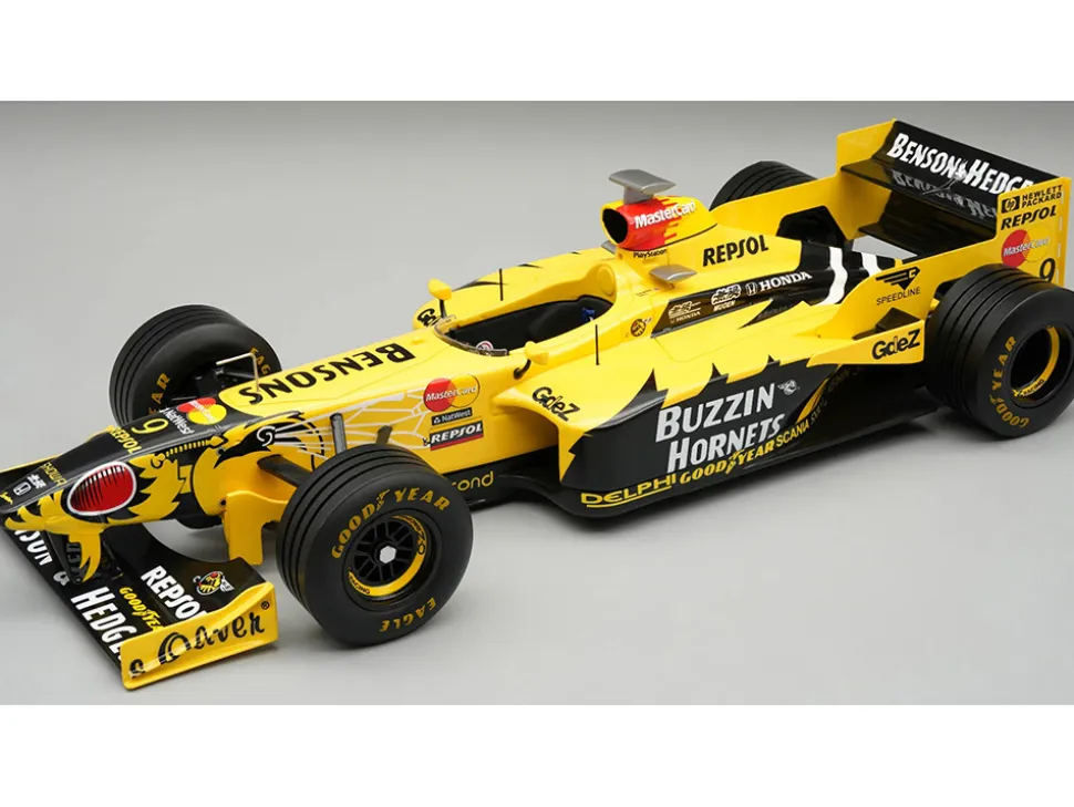 Jordan 198 #9 Damon Hill "Benson & Hedges Jordan-Honda" Winner Formula One F1 "Belgian GP" (1998) with Display Case "Mythos Series" Limited Edition to 60 pieces Worldwide 1/18 Model Car by Tecnomodel