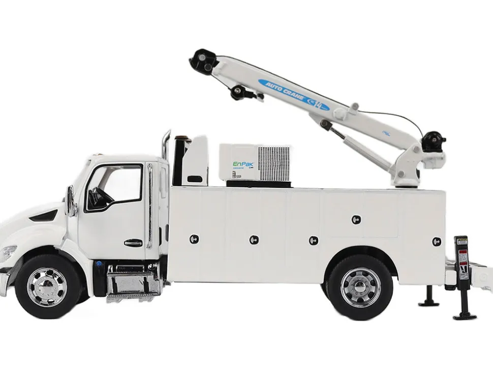 Kenworth T380 Auto-Crane Titan 85-Body HC14-Crane Work Truck with Miller EnPak White "Transport Series" 1/50 Diecast Model by Diecast Masters
