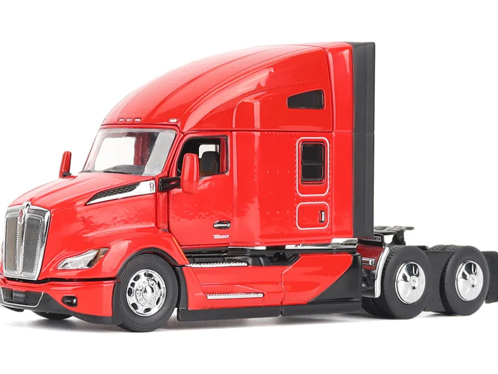 Kenworth T680 76" High Roof Sleeper Cab Truck Tractor Viper Red "Transport Series" 1/50 Diecast Model by Diecast Masters