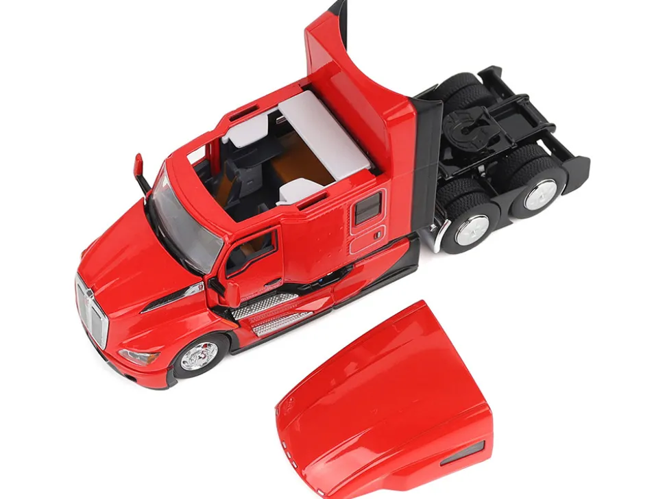 Kenworth T680 76" High Roof Sleeper Cab Truck Tractor Viper Red "Transport Series" 1/50 Diecast Model by Diecast Masters