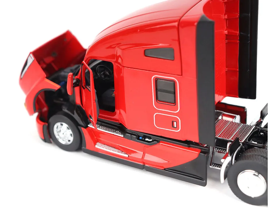 Kenworth T680 76" High Roof Sleeper Cab Truck Tractor Viper Red "Transport Series" 1/50 Diecast Model by Diecast Masters