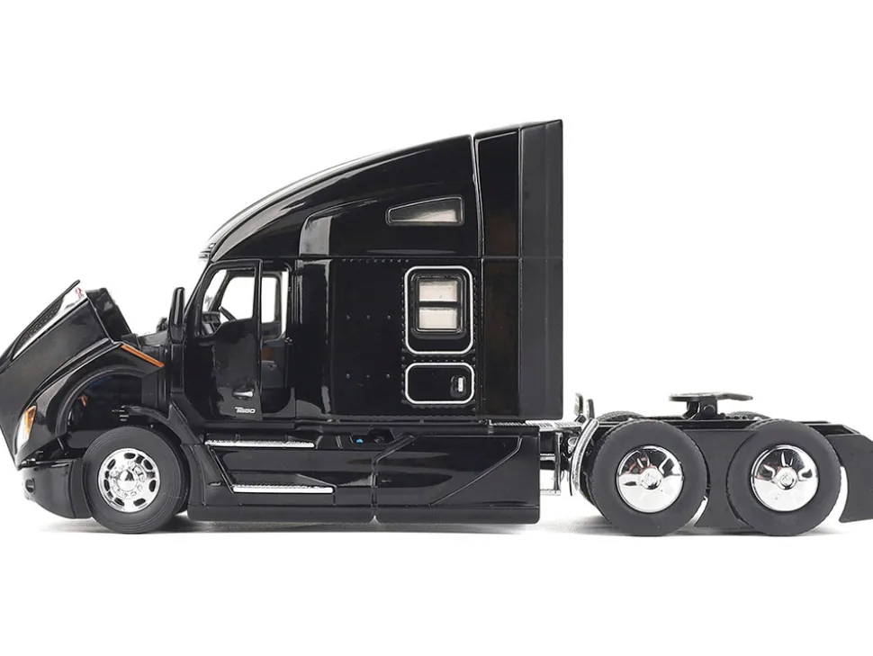 Kenworth T680 76" High Roof Sleeper Cab Truck Tractor Black "Transport Series" 1/50 Diecast Model by Diecast Masters